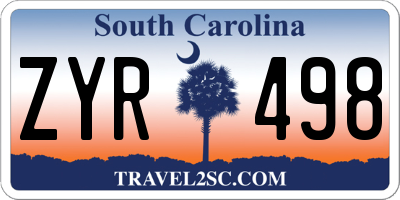 SC license plate ZYR498
