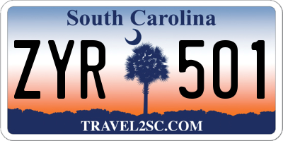 SC license plate ZYR501