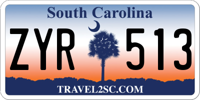 SC license plate ZYR513