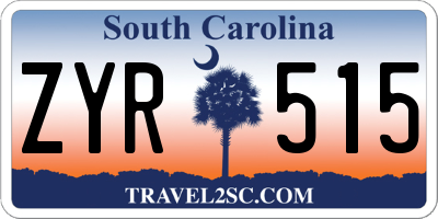 SC license plate ZYR515