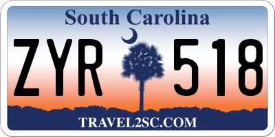 SC license plate ZYR518