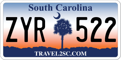 SC license plate ZYR522