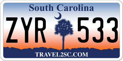SC license plate ZYR533