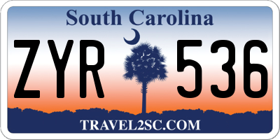 SC license plate ZYR536