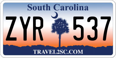 SC license plate ZYR537