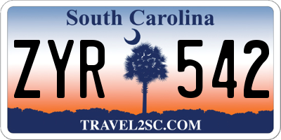 SC license plate ZYR542