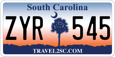 SC license plate ZYR545