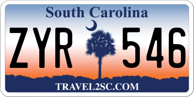 SC license plate ZYR546
