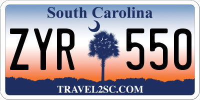 SC license plate ZYR550