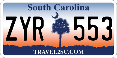 SC license plate ZYR553