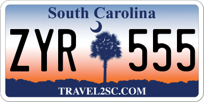 SC license plate ZYR555