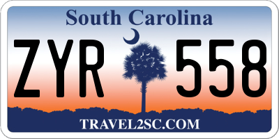 SC license plate ZYR558