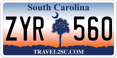 SC license plate ZYR560