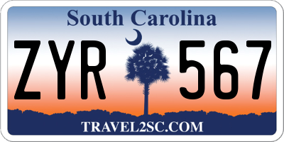 SC license plate ZYR567