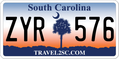 SC license plate ZYR576