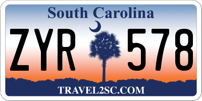 SC license plate ZYR578
