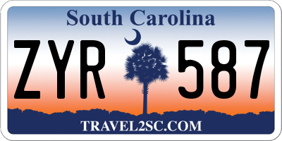 SC license plate ZYR587