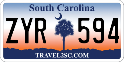 SC license plate ZYR594