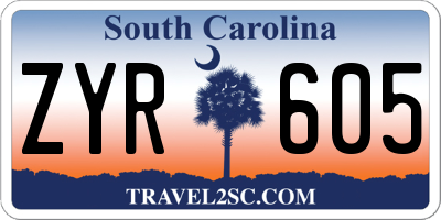 SC license plate ZYR605