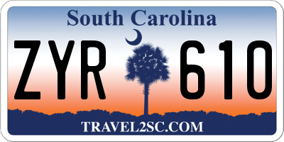 SC license plate ZYR610