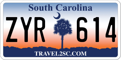 SC license plate ZYR614