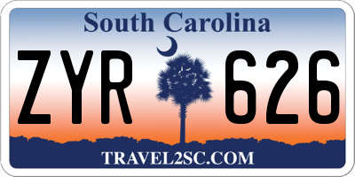 SC license plate ZYR626