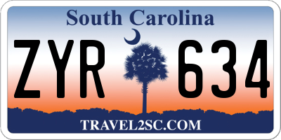 SC license plate ZYR634