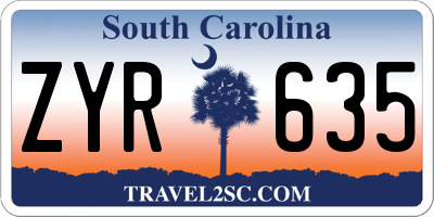 SC license plate ZYR635