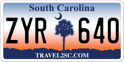 SC license plate ZYR640