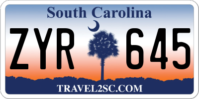 SC license plate ZYR645