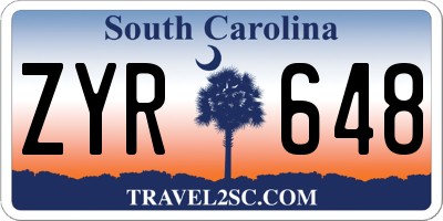 SC license plate ZYR648