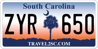 SC license plate ZYR650