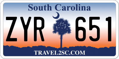SC license plate ZYR651