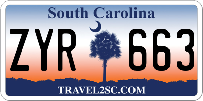 SC license plate ZYR663