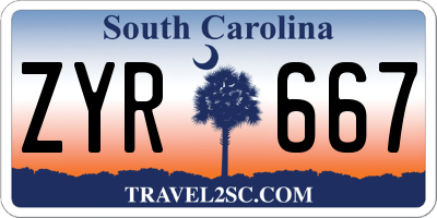 SC license plate ZYR667