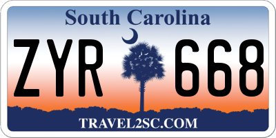 SC license plate ZYR668