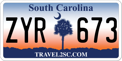 SC license plate ZYR673