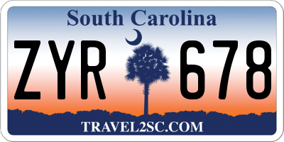 SC license plate ZYR678