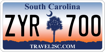 SC license plate ZYR700