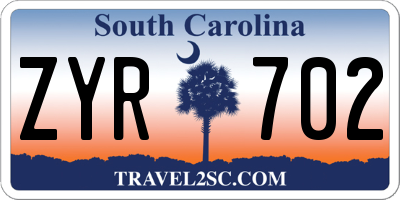 SC license plate ZYR702
