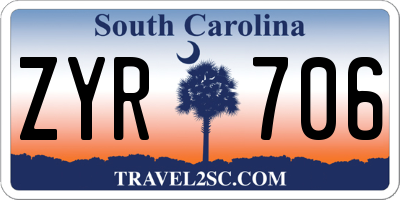 SC license plate ZYR706