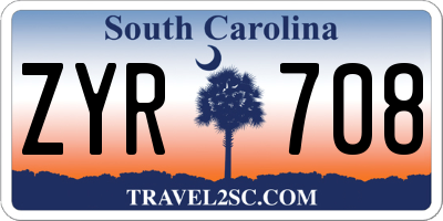 SC license plate ZYR708