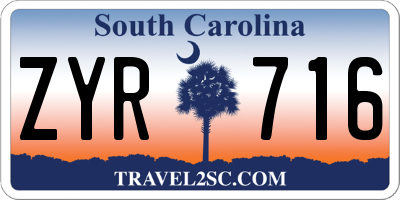SC license plate ZYR716