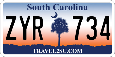 SC license plate ZYR734