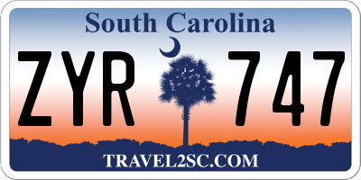 SC license plate ZYR747