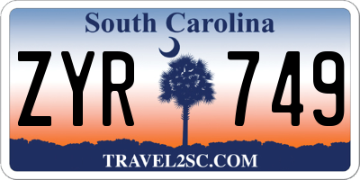 SC license plate ZYR749