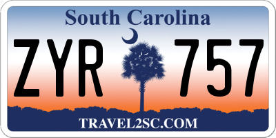 SC license plate ZYR757