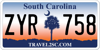 SC license plate ZYR758