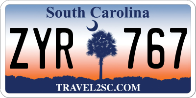 SC license plate ZYR767