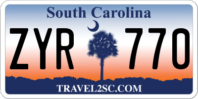 SC license plate ZYR770